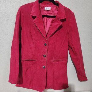 Denim & Co Suede Leather Blazer Jacket Medium Pink
